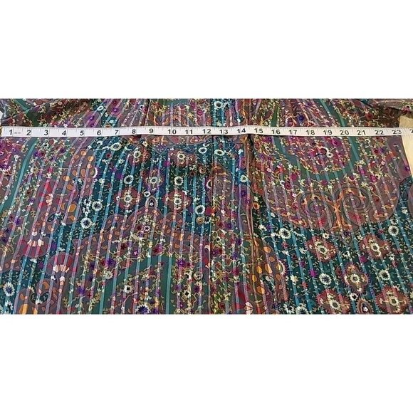 Lady Jennifer Kaftan Style Long Button Dress 18 XXL Paisley Floral Green Bow EUC - Picture 11 of 15